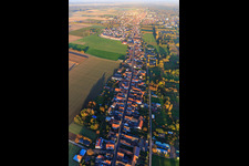 Saarstrasse in the evening from the west in Kandel in the state Rhineland-Palatinate, Germany from above