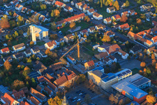 Aerial view of Construction site for residential and commercial buildings after demolition between Marktstraße and Goethestr in Kandel in the state Rhineland-Palatinate, Germany