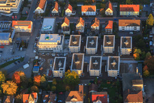Construction site for new development in the city center in Kandel in the state Rhineland-Palatinate, Germany from the plane