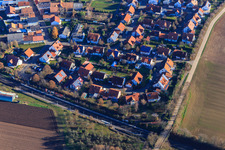 Train station and single-family home settlement An d. Bahn in Steinweiler in the state Rhineland-Palatinate, Germany
