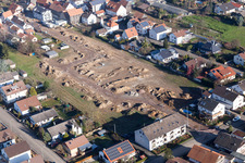 Construction site to build a new multi-family residential complex in the district Hayna in Herxheim bei Landau (Pfalz) in the state Rhineland-Palatinate