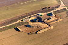 Drone image of Construction site wind turbine foundation in Hatzenbühl in the state Rhineland-Palatinate, Germany