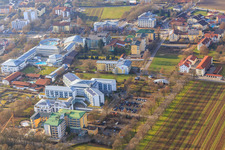Aerial view of Rehabilitation Center Bad Füssing - Passau, Parkhotel and Therme 1 Bad Füssing with sauna courtyard in Bad Füssing in the state Bavaria, Germany