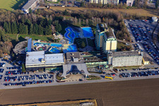 Oblique view of Johannesbad Thermal Spa Bad Füssing with massage school and specialist clinic Bad Füssing in the district Würding in Bad Füssing in the state Bavaria, Germany