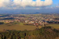 View of the town from the southwest in the district Dobl in Rotthalmünster in the state Bavaria, Germany