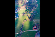 Curved loop of the riparian zones on the course of the river Haselbach in Triftern in the state Bavaria, Germany