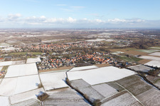 Drone recording of District Mühlhofen in Billigheim-Ingenheim in the state Rhineland-Palatinate, Germany