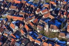 Laurentiusgarten on Pfaffengasse in winter with snow in Göcklingen in the state Rhineland-Palatinate, Germany