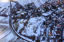 Ilbesheimer Alla-Hopp facility in winter with snow in Ilbesheim bei Landau in the state Rhineland-Palatinate, Germany