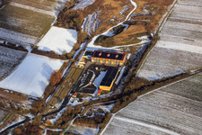 Southern Wine Route District, Recycling Centre North (near Edesheim) in winter with snow from the west in Knöringen in the state Rhineland-Palatinate, Germany