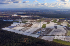 The first wind turbine of the Hatzenbühler wind farm in winter with snow in Hatzenbühl in the state Rhineland-Palatinate, Germany
