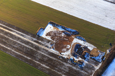 Foundation development for a wind turbine at the Hatzenbühler wind farm in winter with snow in Hatzenbühl in the state Rhineland-Palatinate, Germany