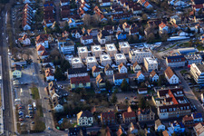 Housing estate in the city center from the east in Kandel in the state Rhineland-Palatinate, Germany