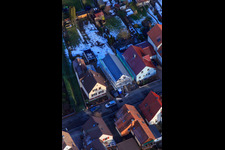 Oblique view of New single-family home in Waldstraße in winter with snow in Kandel in the state Rhineland-Palatinate, Germany