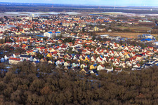 Aerial photograpy of View of the Gartenstadt settlement district from the southwest in Kandel in the state Rhineland-Palatinate, Germany
