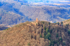 Scharfenberg Castle ruins in winter in Leinsweiler in the state Rhineland-Palatinate, Germany