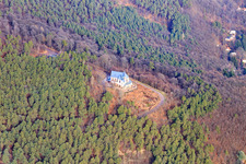 Aerial view of St. Anne's Chapel in winter in Burrweiler in the state Rhineland-Palatinate, Germany