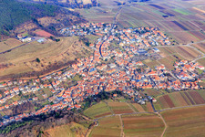Wine-growing village in winter from the southwest in the district SaintMartin in Sankt Martin in the state Rhineland-Palatinate, Germany