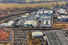 Landau East industrial area from the north with APL Automobil-Prüftechnik Landau GmbH in Landau in der Pfalz in the state Rhineland-Palatinate, Germany