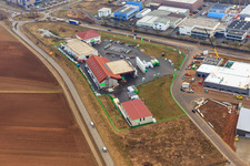 Industrial Park W II with Raiffeisen Agrarhandel Pfalz GmbH (Herxheim) in Herxheim bei Landau in the state Rhineland-Palatinate, Germany