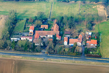 Aerial view of Höfen district in the district Minderslachen in Kandel in the state Rhineland-Palatinate, Germany