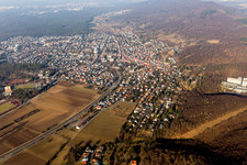 District Jugenheim an der Bergstrasse in Seeheim-Jugenheim in the state Hesse, Germany from above