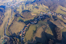 Village view from the west in the district Steinau in Fischbachtal in the state Hesse, Germany
