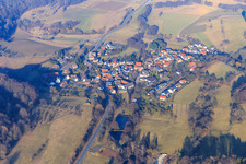 Village view in the Odenwald from the southwest in the district Billings in Fischbachtal in the state Hesse, Germany