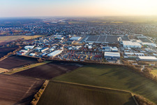 Industrial area from the north in Bürstadt in the state Hesse, Germany