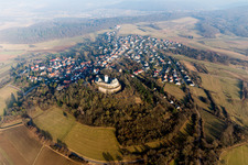 Aerial view of Castle of the fortress Museum on Burgweg in the district Hering in Otzberg in the state Hesse, Germany