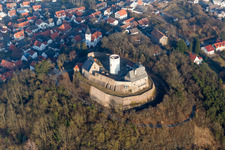Aerial photograpy of Castle of the fortress Museum on Burgweg in the district Hering in Otzberg in the state Hesse, Germany
