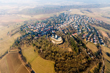 Oblique view of Castle of the fortress Museum on Burgweg in the district Hering in Otzberg in the state Hesse, Germany
