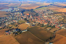 Aerial view of Village view in the Odenwald from the south in the district Lengfeld in Otzberg in the state Hesse, Germany