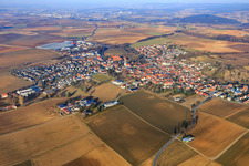 Aerial photograpy of Village view in the Odenwald from the south in the district Lengfeld in Otzberg in the state Hesse, Germany