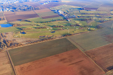 Aerial view of Golf Sport Park Groß-Zimmern in winter in Groß-Zimmern in the state Hesse, Germany