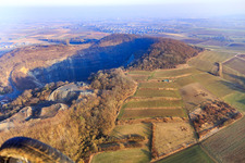 Oblique view of Quarry of Odenwälder Hartstein-Industrie GmbH and MHI Naturstein GmbH in Roßdorf in the state Hesse, Germany
