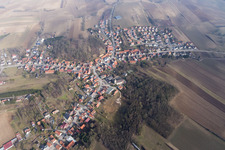 Aerial view of Neewiller-près-Lauterbourg in the state Bas-Rhin, France
