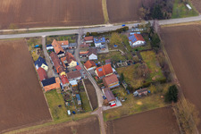 Aerial view of Welschhof district from the south in Freckenfeld in the state Rhineland-Palatinate, Germany