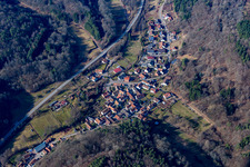 Aerial view of Münchweiler am Klingbach in the state Rhineland-Palatinate, Germany