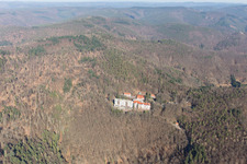 Aerial view of Hospital grounds of the Clinic Eusserthat for the Rehabilitation of addicted people in Eusserthal in the state Rhineland-Palatinate