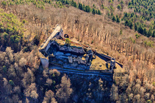 Oblique view of Neuscharfeneck Castle Ruins in Flemlingen in the state Rhineland-Palatinate, Germany