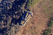 Neuscharfeneck Castle Ruins in Flemlingen in the state Rhineland-Palatinate, Germany from above