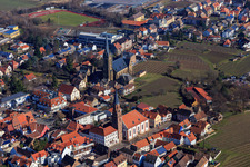 Town Hall Edenkoben, Protestant Church Edenkoben and Catholic Church of St. Ludwig in Edenkoben in the state Rhineland-Palatinate, Germany