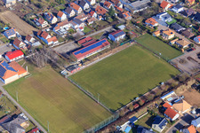 Sports field of SV Gommersheim 1945 eV in the town center in Gommersheim in the state Rhineland-Palatinate, Germany
