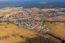 Village overview from the south in Hanhofen in the state Rhineland-Palatinate, Germany