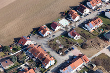Aerial view of Salierstrasse in the district Heiligenstein in Römerberg in the state Rhineland-Palatinate, Germany