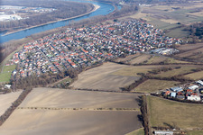 Aerial photograpy of District Rheinhausen in Oberhausen-Rheinhausen in the state Baden-Wuerttemberg, Germany
