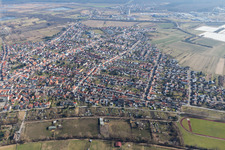 District Oberhausen in Oberhausen-Rheinhausen in the state Baden-Wuerttemberg, Germany seen from above