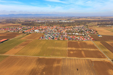 Aerial view of Village view from the south in Steinweiler in the state Rhineland-Palatinate, Germany