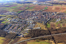 City overview from the southeast in Kandel in the state Rhineland-Palatinate, Germany out of the air
